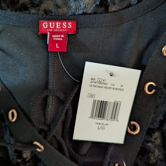 Guess Natalia crushed velvet bodysuit L NEW - Picture 4 of 5